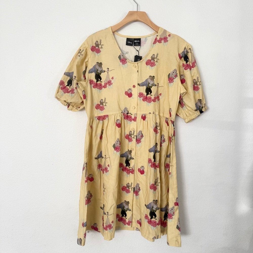 Women's Disney x Cakeworthy Beauty and the Beast Puffy Sleeve Dress size M NWT - Picture 3 of 11